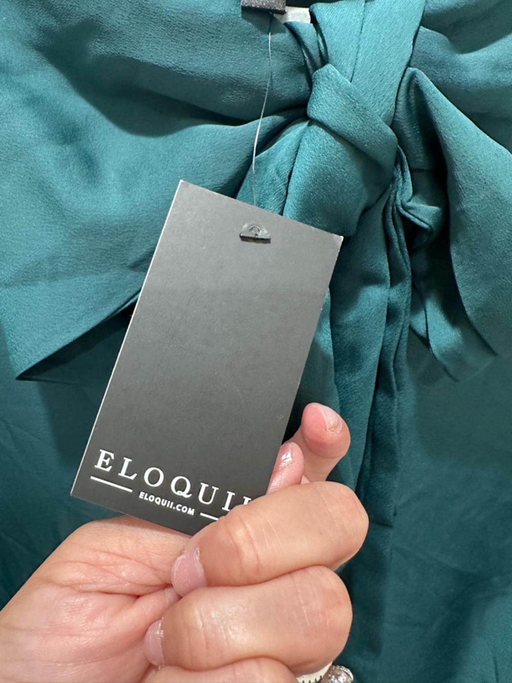 Eloquii Sleeveless Teal Tie-Neck Maxi Dress - Picture 6 of 7
